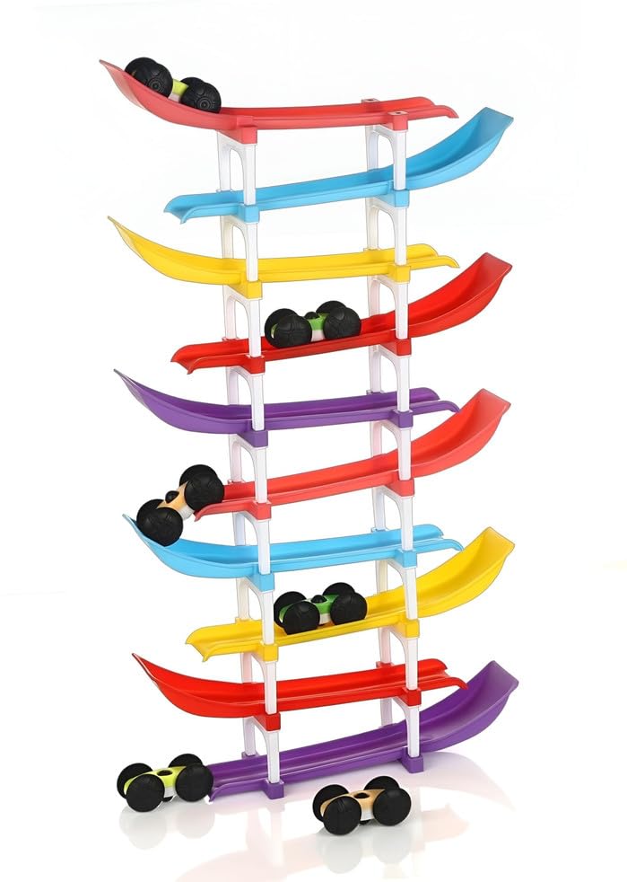 SF Fashion 10-Level Racer Ramp Track Toy for Kids | 10 Colorful Ramps & 6 Cars | Vehicle Toy for Toddlers Age 1–3 | Indoor Racing Game for Boys & Girls-image-44
