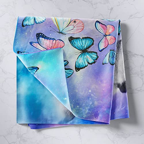 Cute Panda Tapestry Wall Hanging Cartoon Panda Bear Wall Blanket Galaxy Butterflies Print Tapestry For Kids Adults Lovely Animals Wall Art Decor For Bedroom Living Room, Purple Blue Large 59X82 #TOP1