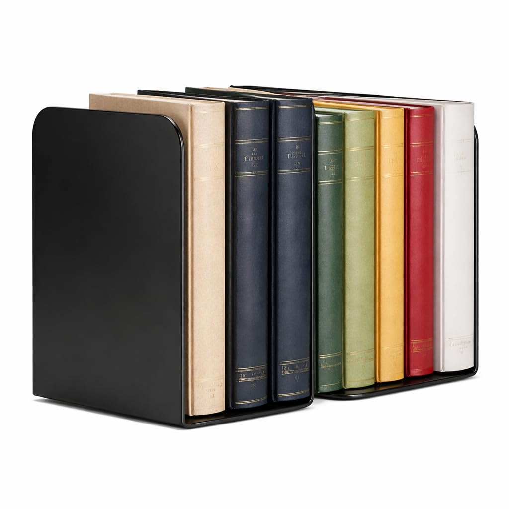 2 Heavy Duty Metal Bookends for Books | File, CD, Book Holder, & Durable Book Stand for Home, Office, School & Study Table Heavy Duty bookends (Set of 2) (Plain)-image-35