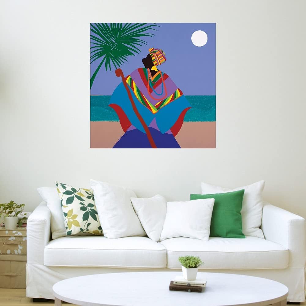 Fine Art Canvas Wall Decor Gullah Geechee Conjure Woman by Artist Synthia Saint James for Living Room, Bedroom, Bathroom, Kitchen, Office, Bar, Dining & Guest Room - Ready to Hang - 22 in x 22 in