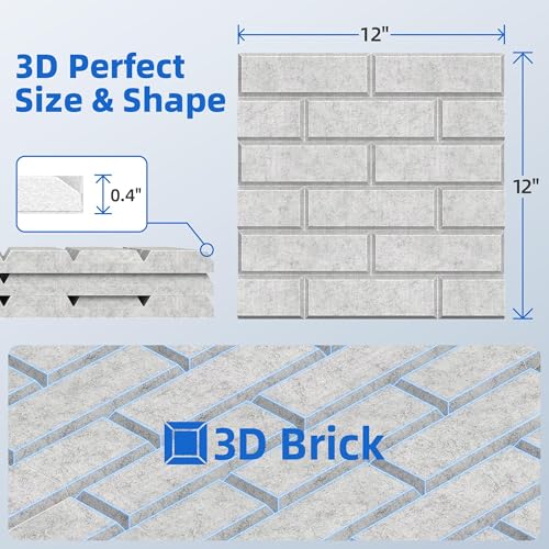 Image of 20 Pack Acoustic Panels with Self Adhesive, 12 inch X 12 inch X 0.4 inch High Density Sound Proof Foam Panels for Walls, Soundproof Wall Panels, Brick Sound Absorbing Panels for Home Studio Office Decor - Gray