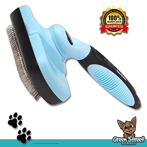 Green Street Pet Basics Best Dog Grooming Slicker Brush Self Cleaning Dog & Cat Brush For Long & Short Hair Shedding #TOP1