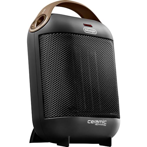 De'Longhi HFX30C18.AG Keramik-Heizgerät | Mobile Heizung für schnelle und punktuelle Wärmeversorgung | 2 Leistungsstufen | Anti-Frost-Funktion | 1.800 W Leistung | Grau