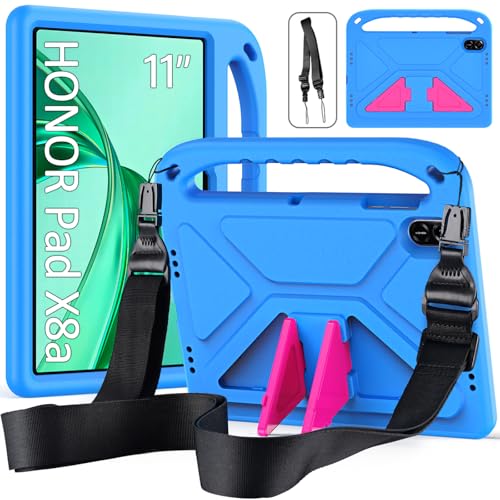 Coque enfant pour Honor Pad X8A 11 pouces 2024 bleue avec poignée
