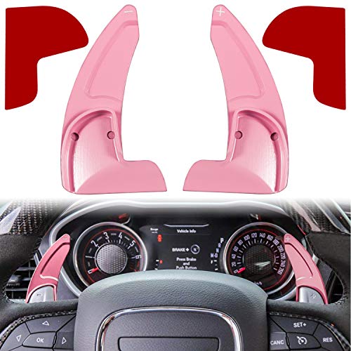 Steering Wheel Shift Paddle Extended Shifter Trim Cover for Dodge Challenger Charger Durango RT & Scat Pack 2015-2021, For Jeep Grand Cherokee 2014-2021 Interior Decoration Accessories (Pink 2PCS)