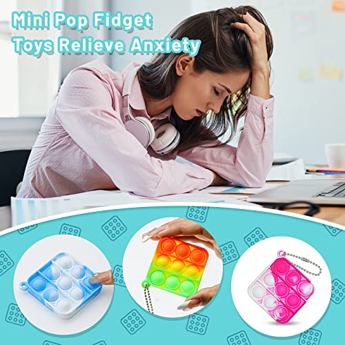 24 Pcs Pop Keychain Fidget Toys , Party Favors Pop Push Fidget Toys It Keychain For Kids Pop Toys Party Favors Sensory Toys Fidget Packs Bubble Keychain Stress Reliever Toy For Kid Adults #TOP6