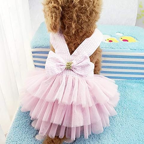 Pink Striped Mesh Dog Princess Dress Cover