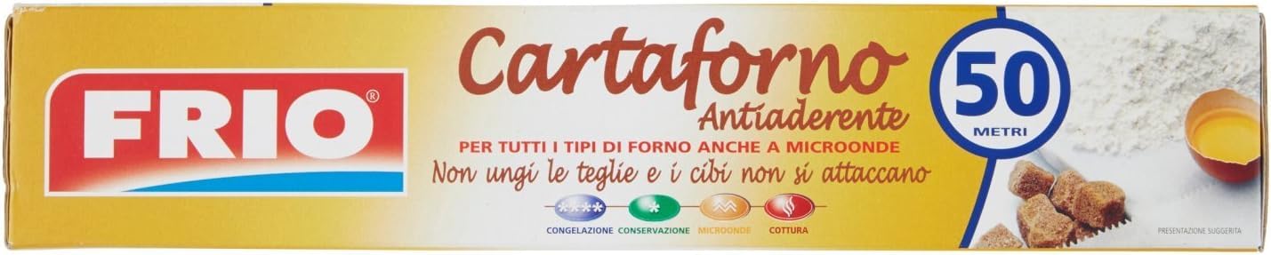 FRIO Rotolo Carta Forno 50 m x 33 cm Antiaderente Biodegradabile per Forno e Pizze