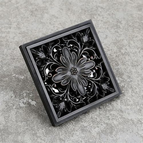 Drain de douche carré noir DL06B en laiton avec attrape-cheveux - 7