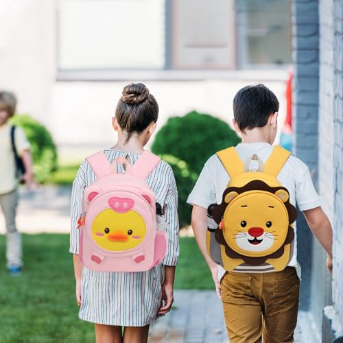 Cute Toddler Backpack for Boys Girls, Preschool Backpack Neoprene Animal Schoolbag, Kids Child Kindergarten Lunch Backpack (Pink Duck)2