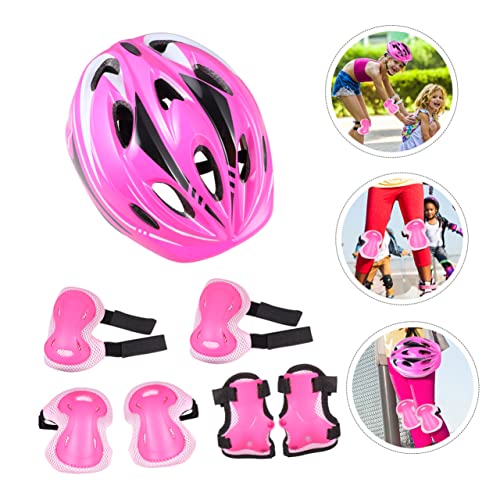 POPETPOP Skating Elbow Kneecap Guard Set for Boys and Girls 7pc Protective Gear Kit Comfortable Fit Ventilated Ages 4-15