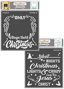 Christmas Stencils for Craft and Art for Adults - Days Until Christmas and Christmas Lights (2pcs) - Size: 6x6 Inches - Word Stencils for Christmas - Quotes Stencils for Painting on Fabric