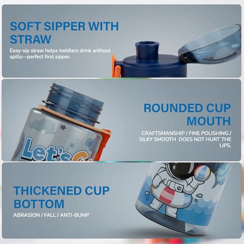 Image of BAYBEE Space 700ml Sipper Bottle for Kids, Anti-Spill Sippy Water Bottle- BPA Free |Sippy Cup, Baby Bottle Sippers | Sipper Water Bottle for Kids Infants & Toddlers 6 Months to 9 Years (Blue)