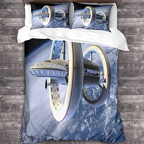 Housse de couette space ship en microfibre de qualité supérieure avec ses taies d'oreiller assorties