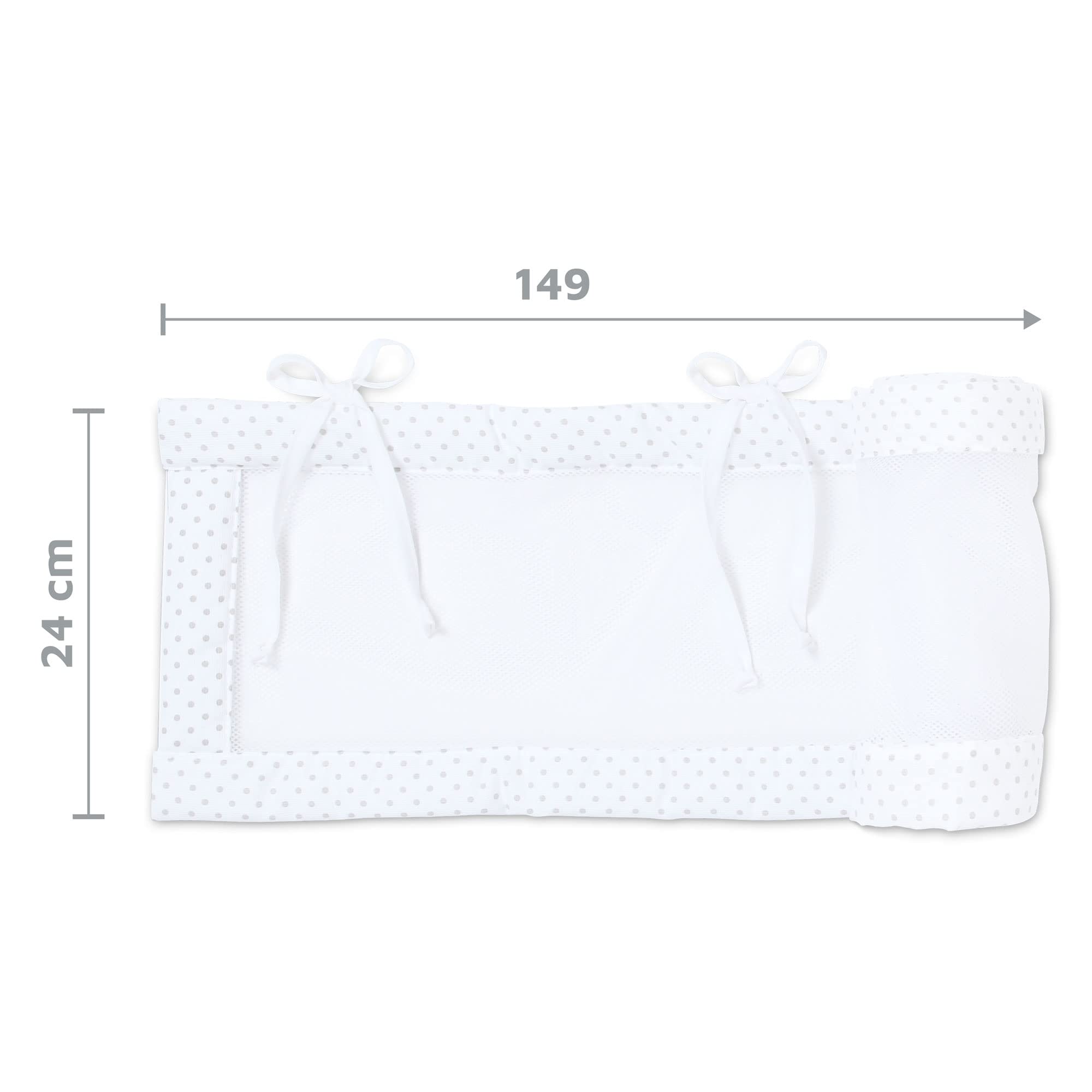 babybay Tour de Lit en Maille-Piqué Convient pour Modèle Original Blanc avec Pois Gris Perle 1 Unité