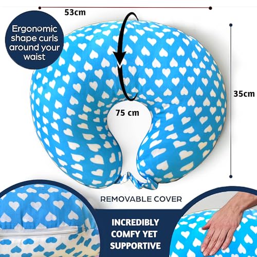 Image of VParents Feeding Pillow, Breast Feeding Pillows Vacuum Packed Cotton Nursing Pillow and Positioner, Breastfeeding, Bottle Feeding, Baby Support Rosy (Blue) 110486