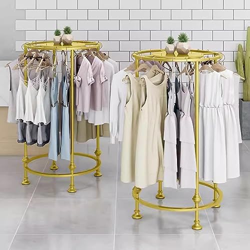 Store Display Rack Wall Mounted Storage Rack,Round Metal Clothing Rack with Top Shelf - Freestanding Garment Display Stand for Retail Store, Boutique, and Showroom - Slish & Clothes nizer