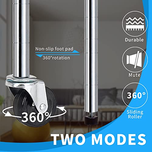 Hcy 6-Tier Storage Shelf Heavy Duty Storage Shelving Unit Nsf Height Adjustable Metal Rack With Wheels For Laundry Bathroom Kitchen Garage Pantry Organization 2100 Lbs Capacity-82X48X18Chrome #TOP3