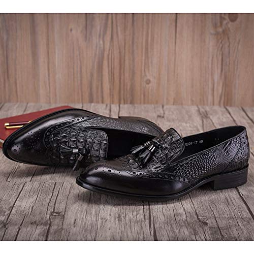 Genuine Leather Carving Oxford for Men Casual Brogue Loafer Shoes Slip On Tasseled Burnished Pointed Toe4