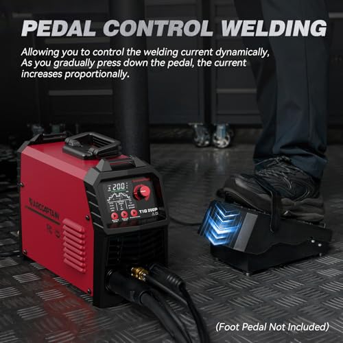 Image of ARCCAPTAIN DC 5 In 1 TIG Welder With Pulse, 200Amp DC 5 In 1 HF /Lift /Pulse /Spot TIG & Stick, 110v /220v Dual Voltage LED Digital Display MultiProcess TIG Welding Machine with 2T /4T TIG200P