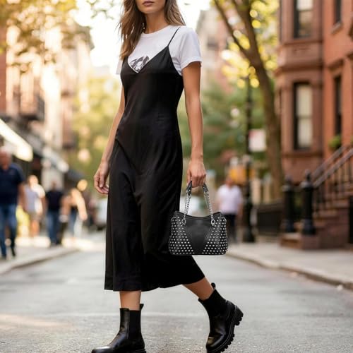 Sac bandoulière chaîne rivets KALLORY, étanche et compact pour femmes actives