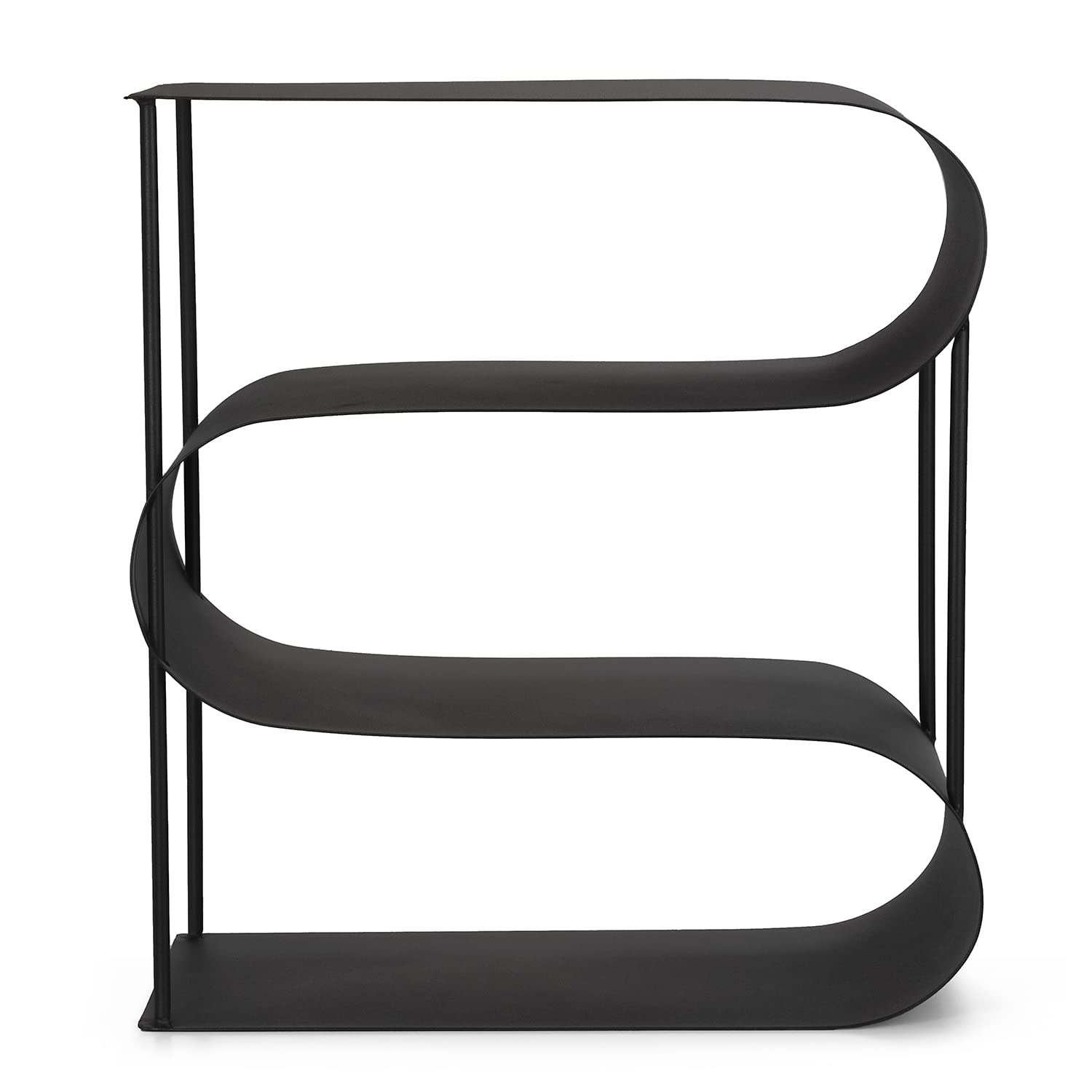 Moritz Kaminholzregal S-Form Metall schwarz 45 cm Brennholzregal innen | Feuerholzregal und Kaminholzständer geschwungen, dekorative Holzaufbewahrung für Wohnzimmer, Kamin, Ofen und Wintergarten