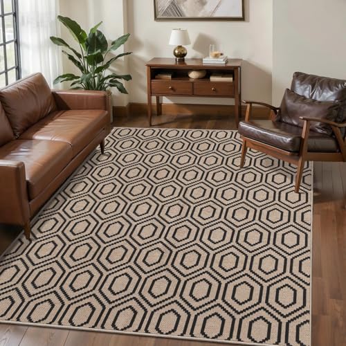 Tangsoo Easy Jute Rug 3x5 for Entryway,Geometric Non-Slip Washable Indoor