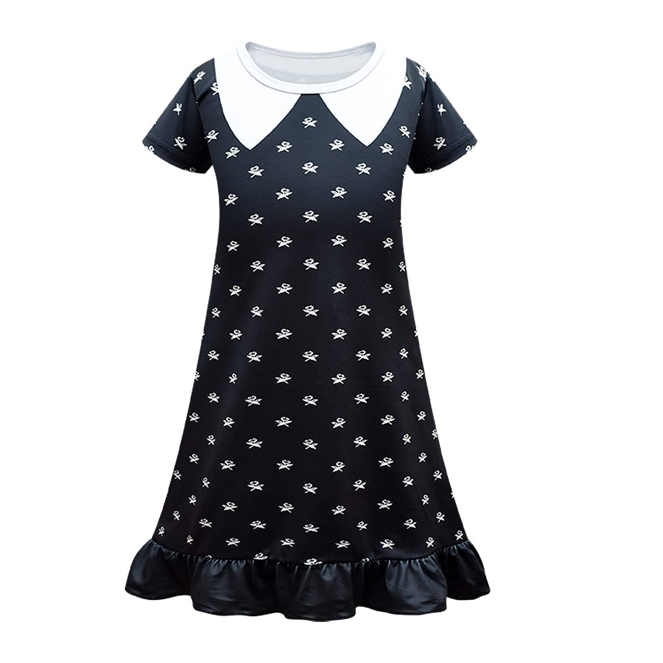 Wednesday Addams Disfraz para niños - Niñas Wednesday Addams Vestido - Vestido de disfraz gótico Peter Pan Cuello Negro Fiesta Vestido Carnaval Halloween Cosplay Addams Familia Fancy Dress up Outfit