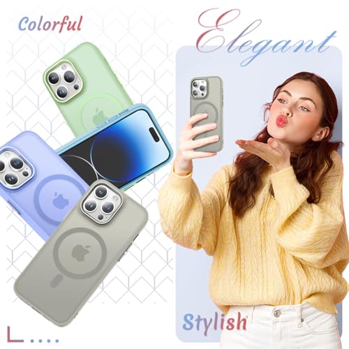 Image of YENAPOON for iPhone 14 Pro Case, Matte Magnetic Phone Case, Titanium Gray
