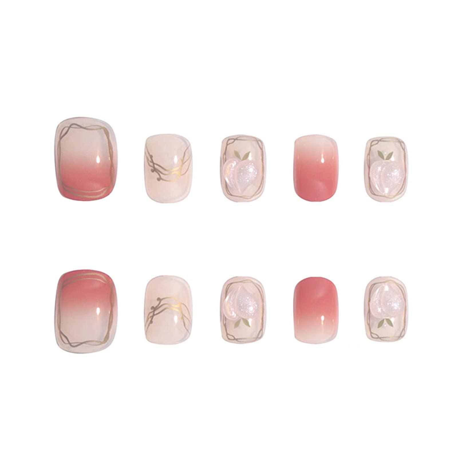 Unghie Finte Quadrate Corte Copertura Completa con Colla Gradiente Francese Staccabile Pressa sulle Unghie 24 Pezzi Suggerimenti per Nail Art per Unghie per Saloni di Bellezza e Donne Nail Art Fai-d