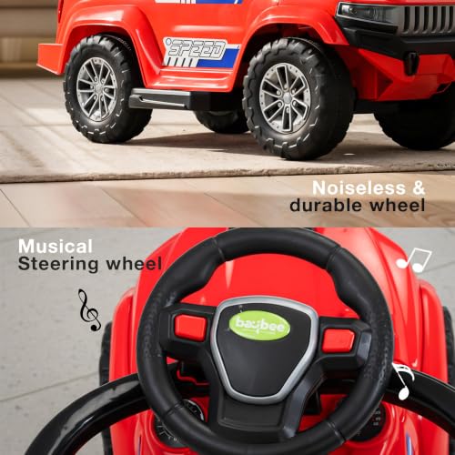 Image of Baybee Speedy Pro Baby Ride on Car for Kids with Parental Handle | Toy Rideons Jeep with LED Lights, Music | Portable Kids Car with Backrest & Basket | Toddler Push Baby Cars for 1 to 3 Years (Red)