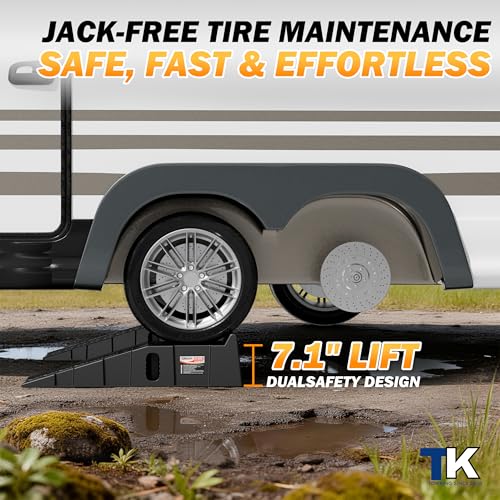 Car Ramps for Oil Changes and Vehicle Lift, 7.1 Inch Lift, 11.1 Inch Wide Tire Heavy Duty Ramps for SUV & Truck, 16,000 lbs Capacity, 2pcs by TOWKING - Image 4