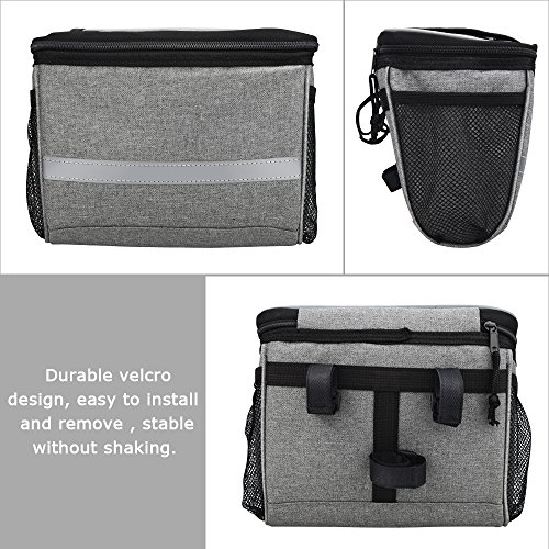 Bicyclestore Bicycle Cycling Basket Handlebar Bag With Sliver Grey Reflective Stripe Outdoor Activity Bicycle Pack Accessories Black 3.5L #TOP4