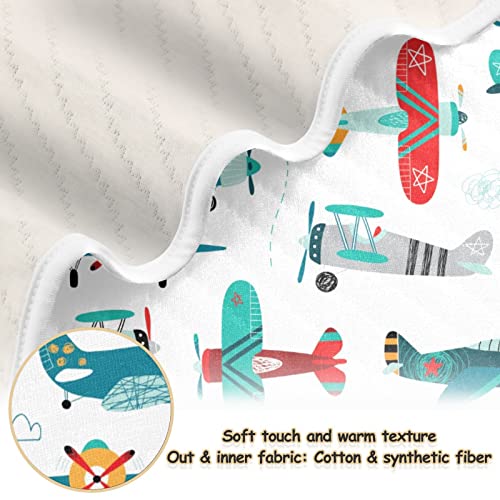 Image of Airplane Baby Blankets Soft Warm Crib Stroller Blanket for Toddler Newborn Girls Boys, 30x40in