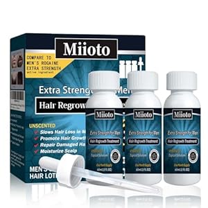 Miioto Haargroeiserum, haargroeimiddel voor mannen, haarserum voor haargroei, hoofdhuidverzorging, bevordert dikker haar, voedt de hoofdhuid en voorkomt haaruitval, 3 x 60 ml