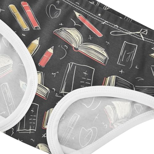 ZZKKO Blackboard_books_and_stationery Girls Underwear Toddler Panties for Girls Comfort Brief Size 2-8T3