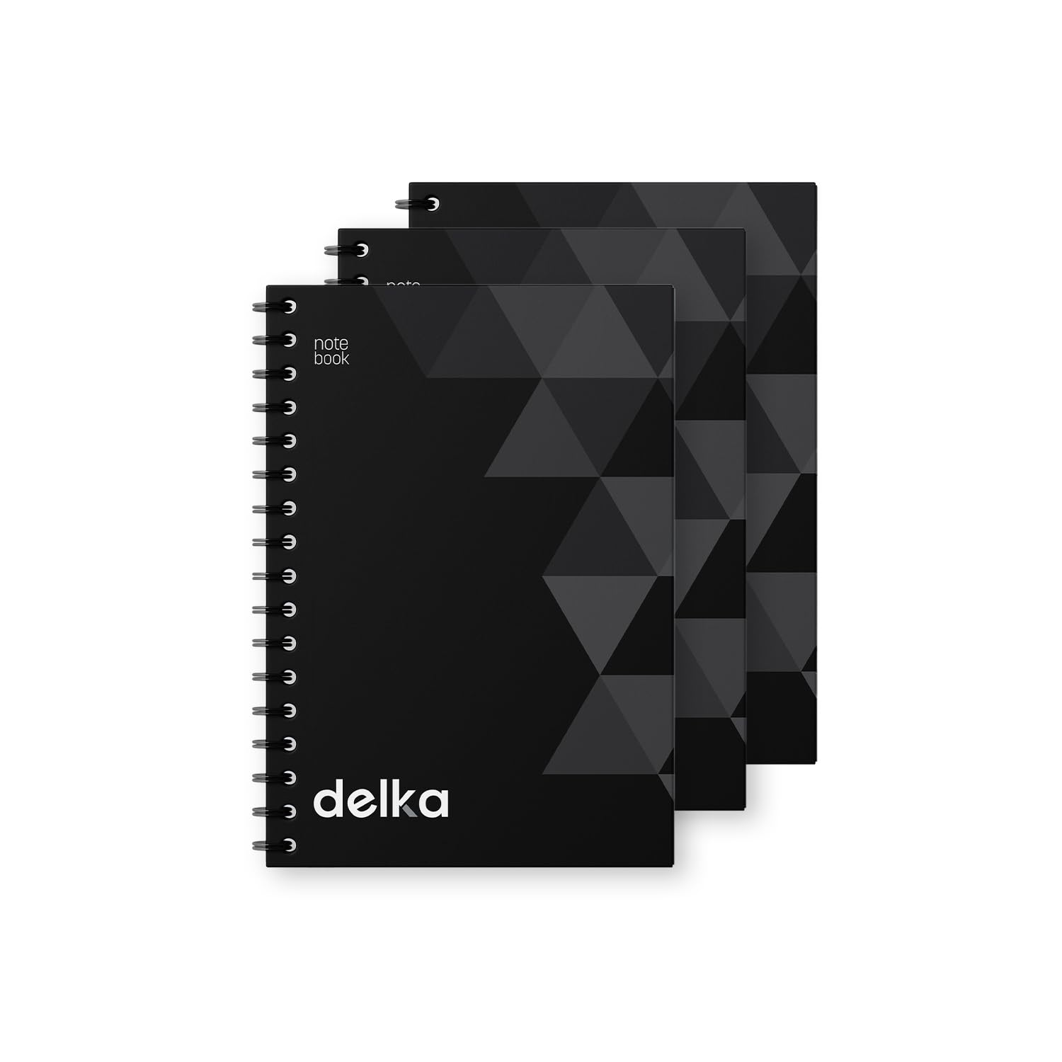 delka A5 Wirebound Notebooks, Ruled Pages, Durable Spiral Binding, Premium Quality Paper for School, Office, and Note-Taking Versatile (Black, Pack of 3)