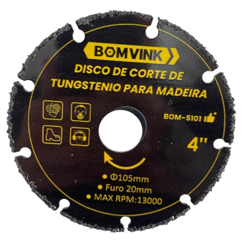 Disco de Corte Para Madeira 105mm em Tungstênio Para Cortes Rápidos e Precisos 4 Polegadas