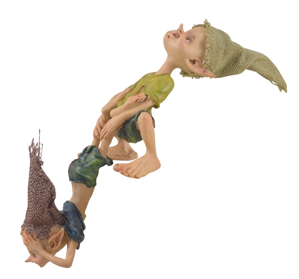 Batterie necessarie: Falso Pixie - Sgabello con bordo fisso Pixie sui piedi, 19 cm, statuetta nana Kobold fata mitica Gnom