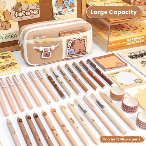 Image of Alokik Cute Aesthetic Pencil Pouch with 9 Compartments, Large Capacity Stationery Organizer with Removable Patch, Multi Pocket Zipper Pen Case for School, Office, Kids & Girls (Panda Theme)