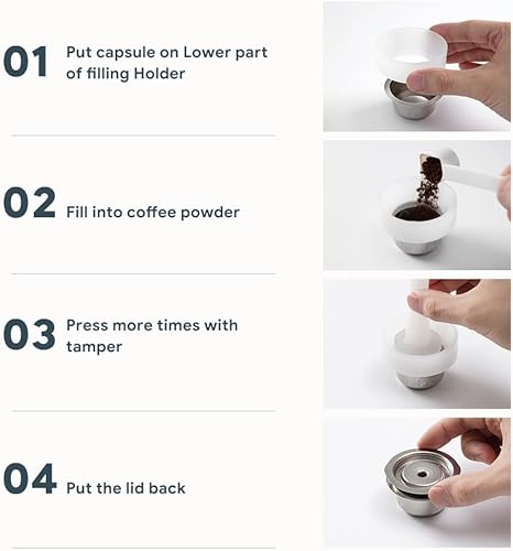 Miniatura 6 de BENFUCHEN - Cápsula de café reutilizable de acero inoxidable para VertuoLine GCA1, kit de cápsulas de café recargables de metal compatible con