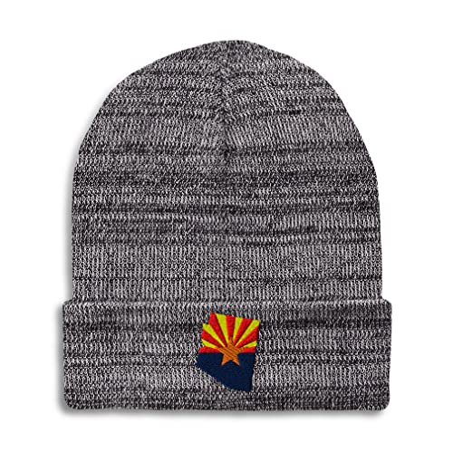 Beanies for Men Arizona Flag State Embroidery Flags American Winter Hats for Women Acrylic Skull Cap 1 Size Heather Grey Design Only