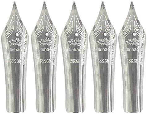 Gullor 5PCS Fountain Pen Nibs Fit Jinhao 159/450/750, Silver, Bent Nib