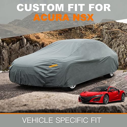 Image of Kayme Heavy Duty Car Cover Custom Fit Acura NSX (1990-2023) Waterproof All Weather for Automobiles, Full Exterior Covers Sun Rain UV Protection.（Deliver About 3-10 Days）