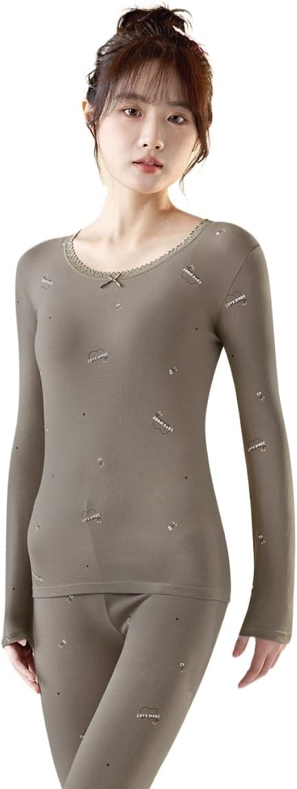 Clothes and pants women's pure cotton thermal underwear set lace lace thin cotton sweater shirt shirt pants