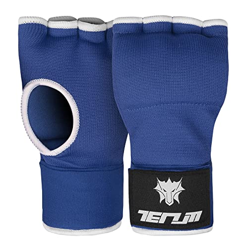 Tenum Sports Inner Gloves Training Gel Hand Wraps Boxing Gel Gloves Quick WrapsKickboxing Muay Thai MMA Bandages Fist Knuckle Wrist Wrap Protector for Men & Women (X Large, Blue)