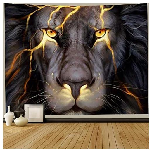 Ulticool - Appeso a Parete Decoración Casa - León Cabeza Animal Natural - 200 x 150 cm Grande – Murales Alfombra Tapiz Pared - Tapices Decorativo para Habitacion Dormitorio Salon