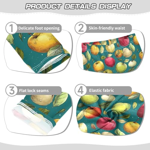 Girls Leggings Fruit Apples Leaves Soft Toddler Leggings for Girls Kids Pants Size 4T-10T3