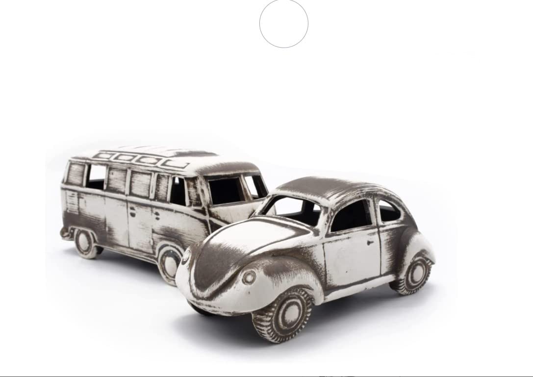 ZooPaul 2er Keramik Deko Set Aquarium und Samba Bus Retro Oldtimer Camper Alte Autos Sammler