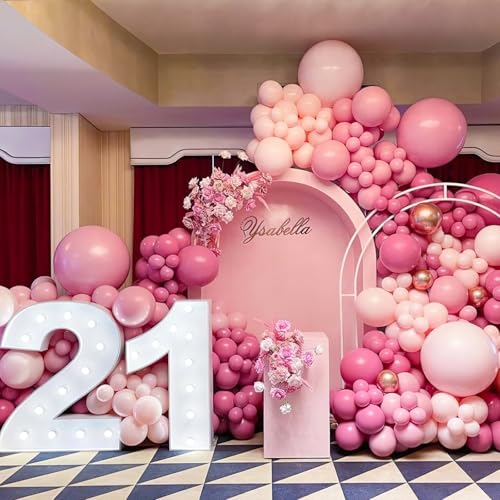 Image of PartyWoo Mauve Dusty Balloons 50pcs Blush Pink Rose Latex Helium Balloons